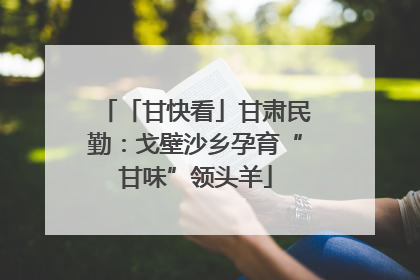 「甘快看」甘肃民勤：戈壁沙乡孕育“甘味”领头羊