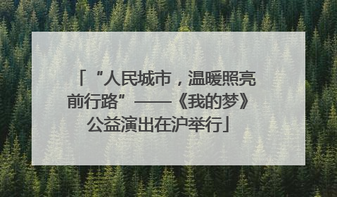 “人民城市，温暖照亮前行路”——《我的梦》公益演出在沪举行