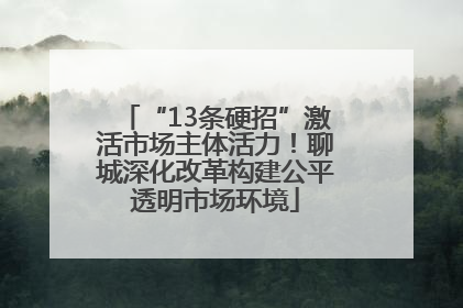 “13条硬招”激活市场主体活力！聊城深化改革构建公平透明市场环境