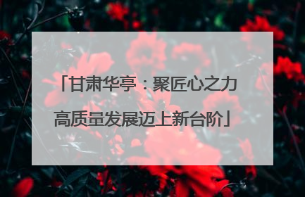 甘肃华亭：聚匠心之力 高质量发展迈上新台阶