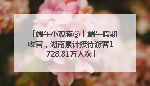端午小观察③丨端午假期收官，湖南累计接待游客1728.81万人次