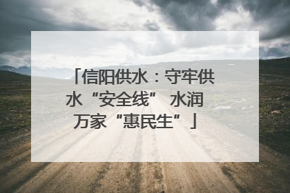 信阳供水：守牢供水“安全线” 水润万家“惠民生”