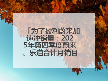 为了盈利蔚来加速冲销量：2025年第四季度蔚来、乐道合计月销目标达5万辆