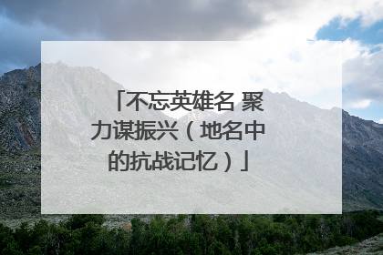不忘英雄名 聚力谋振兴（地名中的抗战记忆）