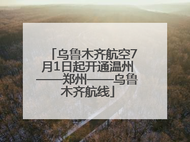 乌鲁木齐航空7月1日起开通温州——郑州——乌鲁木齐航线