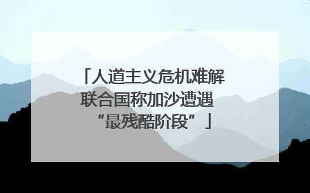 人道主义危机难解 联合国称加沙遭遇“最残酷阶段”