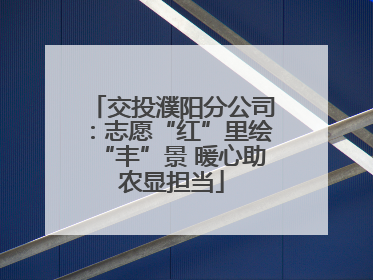 交投濮阳分公司：志愿“红”里绘“丰”景 暖心助农显担当