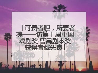 可贵者胆，所要者魂——访第十届中国戏剧奖·曹禺剧本奖获得者戴先良