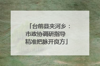 台前县夹河乡：市政协调研指导 精准把脉开良方