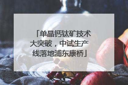 单晶钙钛矿技术大突破，中试生产线落地浦东康桥