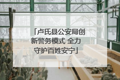 卢氏县公安局创新警务模式 全力守护百姓安宁
