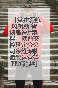 党建领航风帆劲 智创高速启新程—陕西交控延定分公司多维深耕赋能运营管理新跨越