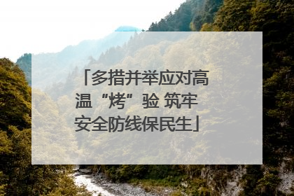 多措并举应对高温“烤”验 筑牢安全防线保民生