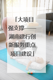 大项目 强支撑——湖南建行创新服务重点项目建设
