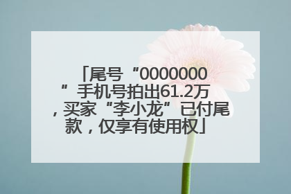 尾号“0000000”手机号拍出61.2万，买家“李小龙”已付尾款，仅享有使用权