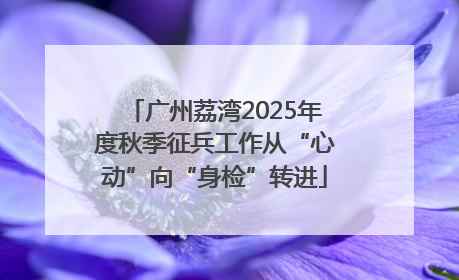 广州荔湾2025年度秋季征兵工作从“心动”向“身检”转进