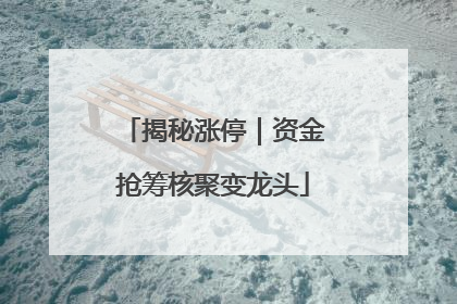 揭秘涨停｜资金抢筹核聚变龙头