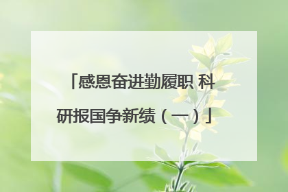 感恩奋进勤履职 科研报国争新绩（一）