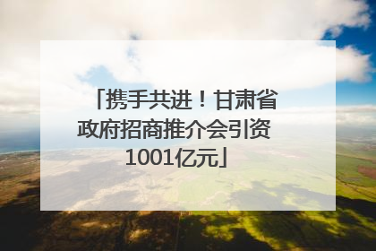 携手共进！甘肃省政府招商推介会引资1001亿元