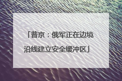普京：俄军正在边境沿线建立安全缓冲区