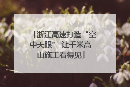 浙江高速打造“空中天眼” 让千米高山施工看得见