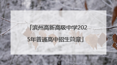 滨州高新高级中学2025年普通高中招生简章