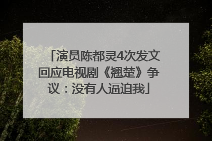 演员陈都灵4次发文回应电视剧《翘楚》争议：没有人逼迫我