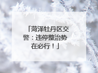 菏泽牡丹区交警：违停整治势在必行！