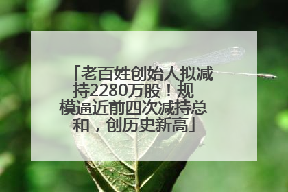 老百姓创始人拟减持2280万股！规模逼近前四次减持总和，创历史新高