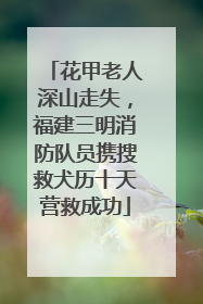 花甲老人深山走失，福建三明消防队员携搜救犬历十天营救成功