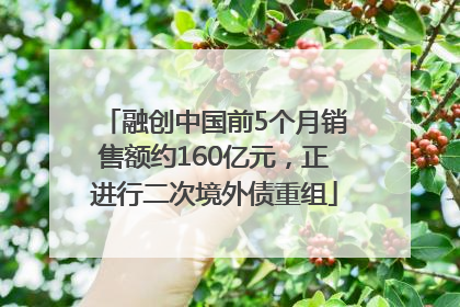 融创中国前5个月销售额约160亿元，正进行二次境外债重组