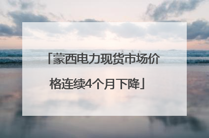蒙西电力现货市场价格连续4个月下降