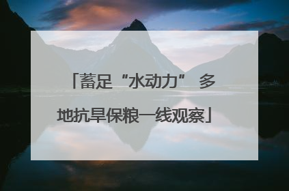 蓄足“水动力” 多地抗旱保粮一线观察