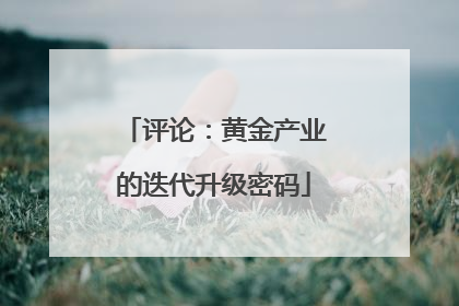 评论：黄金产业的迭代升级密码
