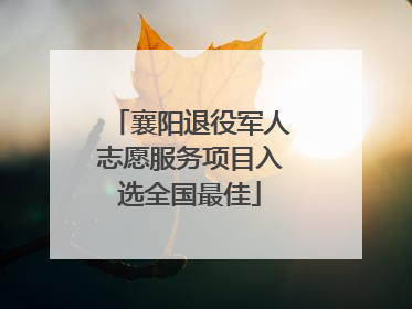 襄阳退役军人志愿服务项目入选全国最佳