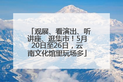观展、看演出、听讲座、逛集市！5月20日至26日，云南文化馆里玩场多