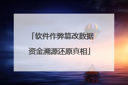 软件作弊篡改数据 资金溯源还原真相
