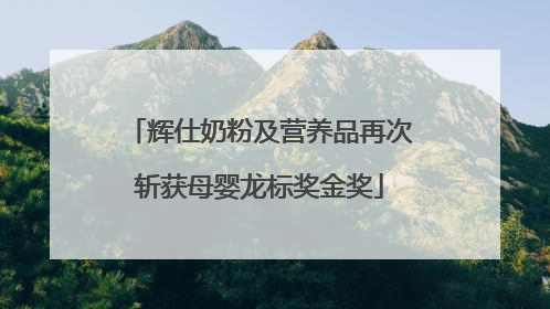 辉仕奶粉及营养品再次斩获母婴龙标奖金奖