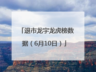 退市龙宇龙虎榜数据（6月10日）