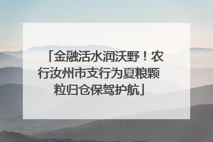 金融活水润沃野！农行汝州市支行为夏粮颗粒归仓保驾护航