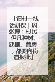 镇村一线话耕保｜周张博：村民但凡种树、建棚、盖房，都要向街道报批