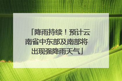 降雨持续！预计云南省中东部及南部将出现强降雨天气