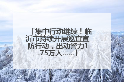 集中行动继续！临沂市持续开展巡查宣防行动，出动警力1.75万人……
