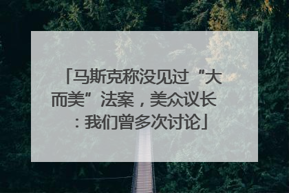 马斯克称没见过“大而美”法案，美众议长：我们曾多次讨论