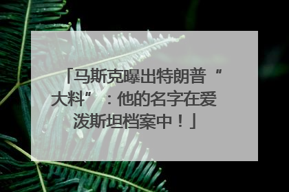 马斯克曝出特朗普“大料”：他的名字在爱泼斯坦档案中！