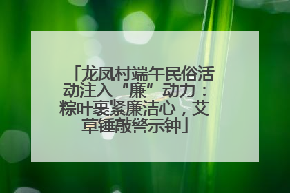 龙凤村端午民俗活动注入“廉”动力：粽叶裹紧廉洁心，艾草锤敲警示钟