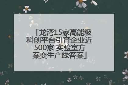 龙湾15家高能级科创平台引育企业近500家 实验室方案变生产线答案