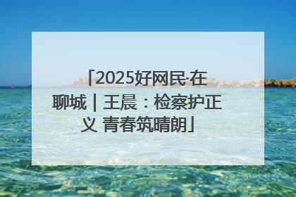2025好网民·在聊城｜王晨：检察护正义 青春筑晴朗