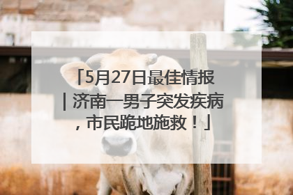 5月27日最佳情报｜济南一男子突发疾病，市民跪地施救！